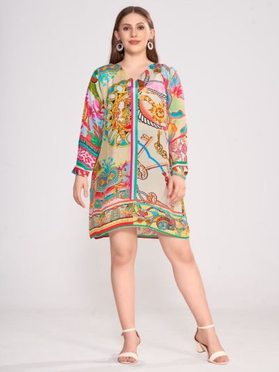 Tunic with ornaments and chain print