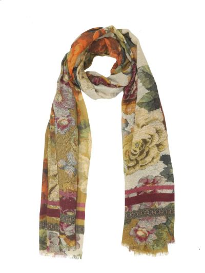 Elegant scarf with roses in autumn colors