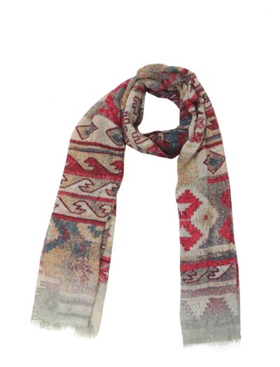 Elegant scarf with ikatprint in pink