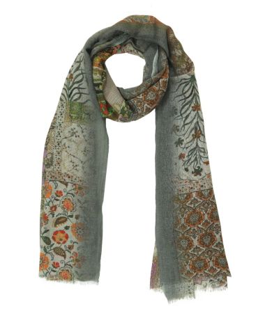 Elegant scarf with several minimal printed patches