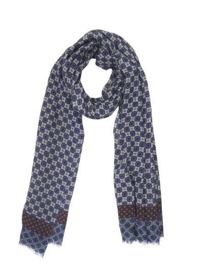 Scarf with minimal geometrical design in blue