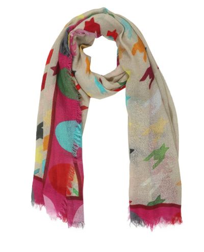Scarf with colorfull geometrical symbols