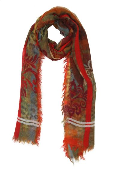 Autumn colored scarf with ornament print