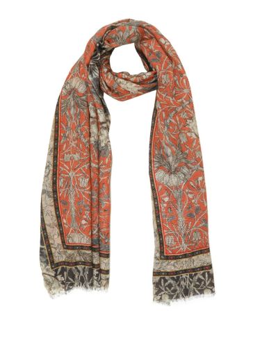 Scarf with ornaments in warm colors