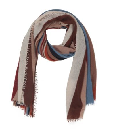Knitted Cashmere Scarf with vertical autumn colors stripes