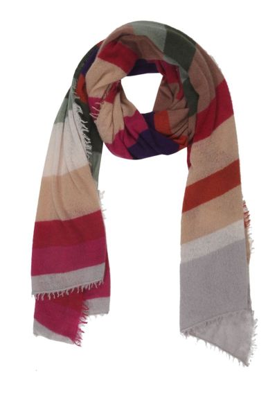 Knitted Cashmere Scarf with horizontal colorful stripes