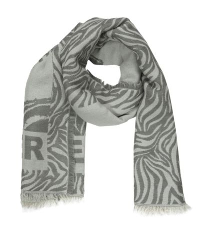 Jaquard woven scarf in silvergrey with zebra design