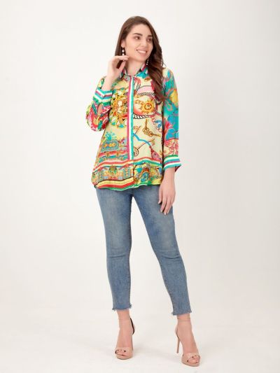 Shirtblouse with ornaments and chain design