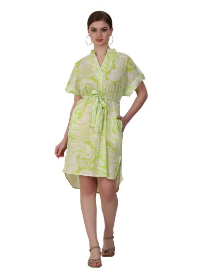 Short dress in lemon paisley design