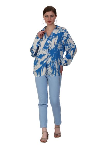 Tunicblouse in blue white design