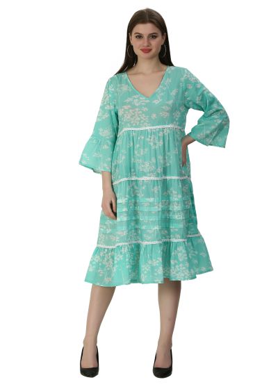 Layer dress in turqoise with flower print