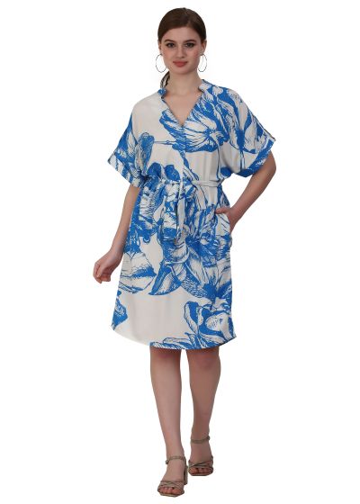 Straight dress in blue white FP-14385