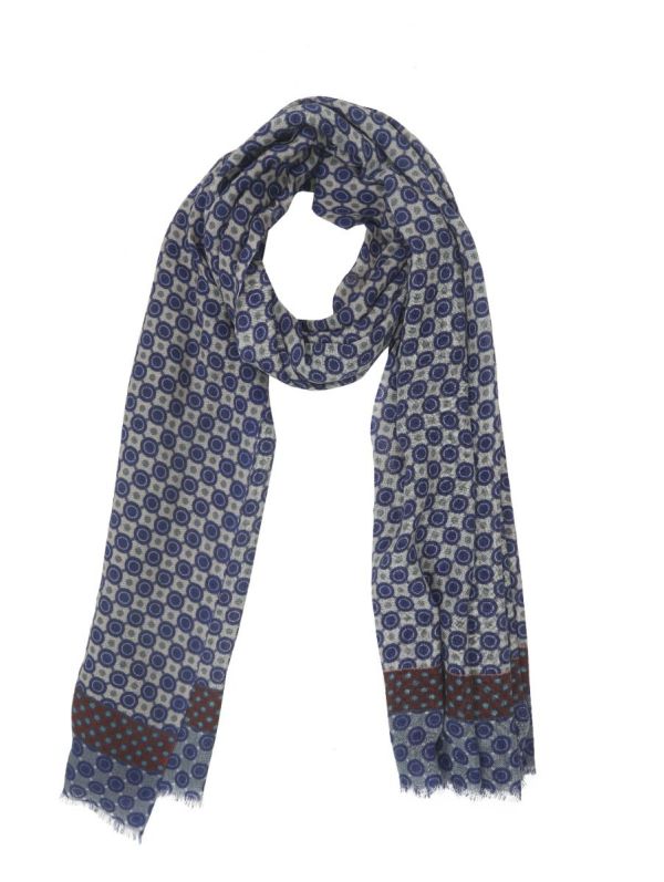 Scarf with minimal geometrical design in blue